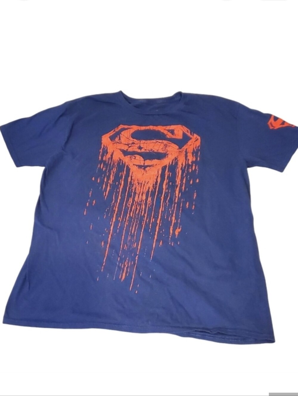 DC COMICS | Men's navy blue with red Superman bleeding symbol t-shirt. Size XL